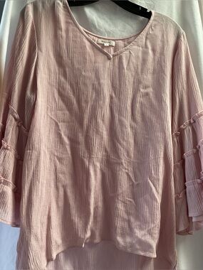 Maurices Light Pink Ruffle-Sleeve Tunic
